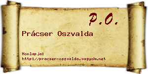 Prácser Oszvalda névjegykártya